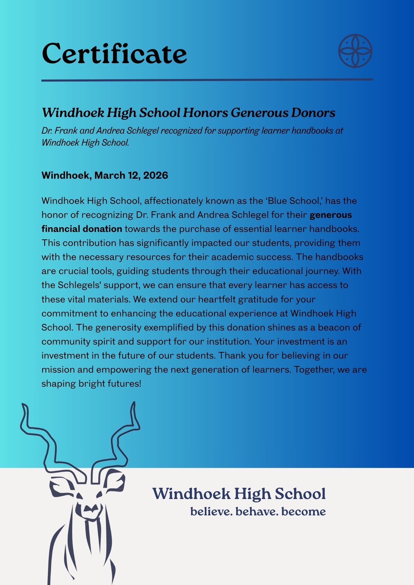 Unterrichtsbücher für die Klassenstufe 8 der Windhoek High School