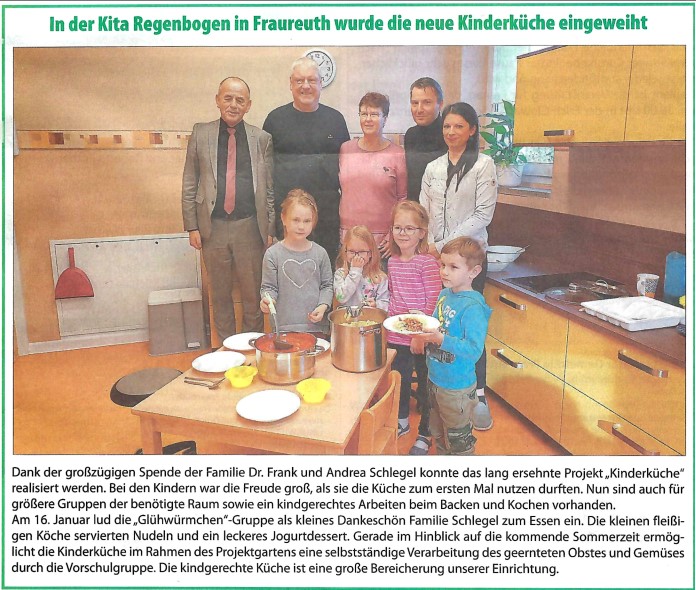2022 In der KiTa Regenborgen in Fraureuth wurde die neue Kinderküche eingeweiht